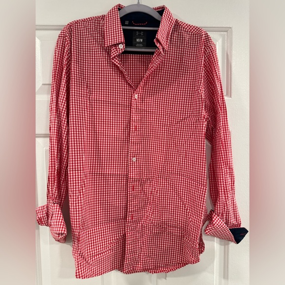 Under Armour Long Sleeve Button down - Sz Medium - Red Gingham - Picture 1 of 3
